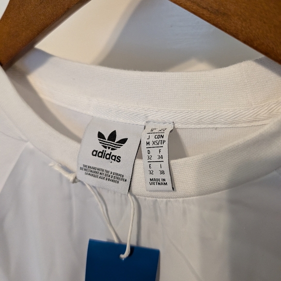 New Adidas Womens Dress White Short Sleeve Originals T Shirt Drawstring NWT - Picture 5 of 6